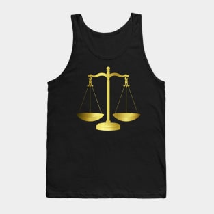 Gold Scales Of Justice on Black keeping law and Order Tank Top